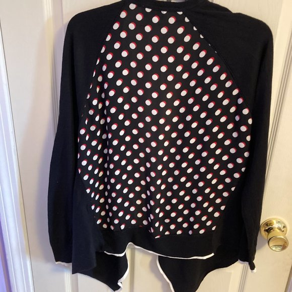 Elle Polka Dot Open Cardigan Size Large Black Red White - Picture 6 of 7